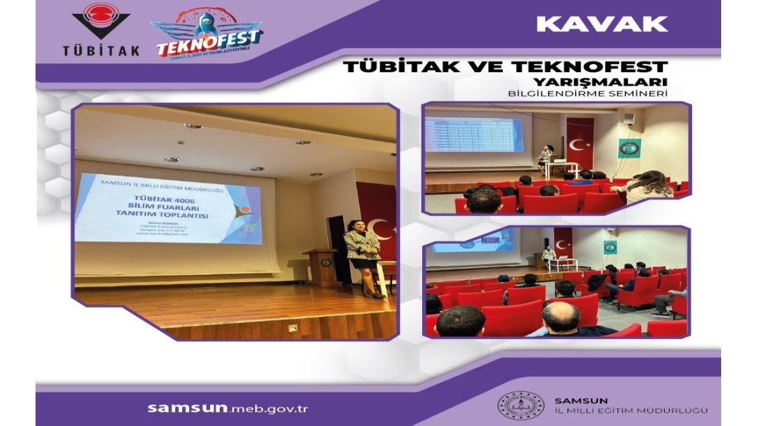 Kavak ilçemizde görev yapan yönetici ve öğretmenlerimize yönelik Tübitak projeleri ve Teknofest yarışmaları bilgilendirme seminerleri gerçekleştirildi.