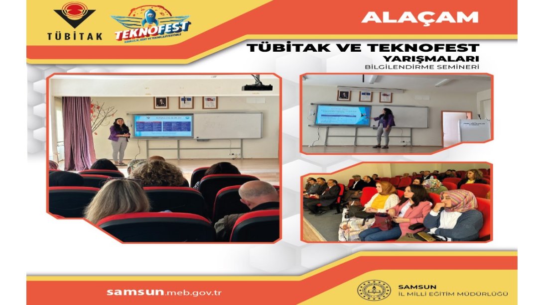 Alaçam ilçemizde görev yapan yönetici ve öğretmenlerimize yönelik Tübitak projeleri ve Teknofest yarışmaları bilgilendirme seminerleri gerçekleştirildi.